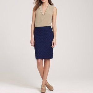 J. Crew Navy No. 2 Pencil Skirt in Pinwheel Eyelet Navy Blue Sz 4 #118